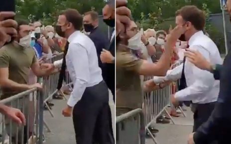 Moment, French President EMMANUEL MACRON was slapped (VIDEO)– Don’t try this on UHURU