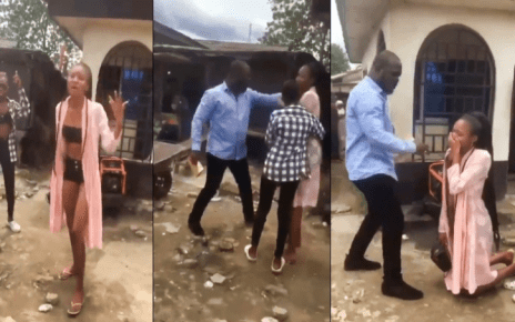 Viral VIDEO-Pastor confronts lady for wearing half-naked and forced her to receive Jesus