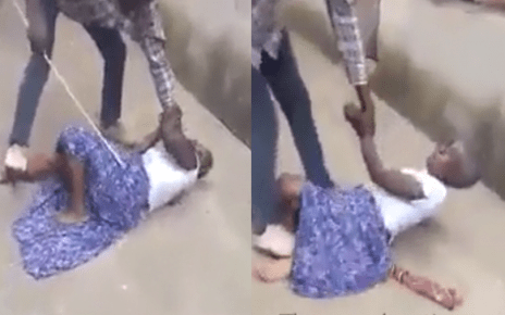 Man beating his own mother for quarreling with wife-Video