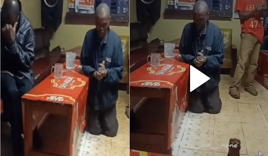 Interesting video of drunkards praying for Chang’aa and keg in a dingy bar lights up the internet – Never a dull day in Kenya (WATCH).
