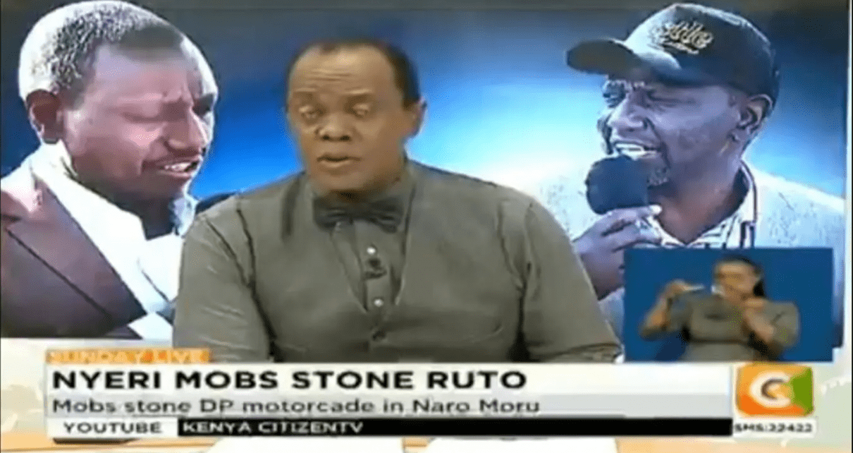 RUTO and his supporters to boycott Citizen TV, owned by RAILA’s friend, SK MACHARIA, after reporting mobs stoned the DP in Nyeri yesterday