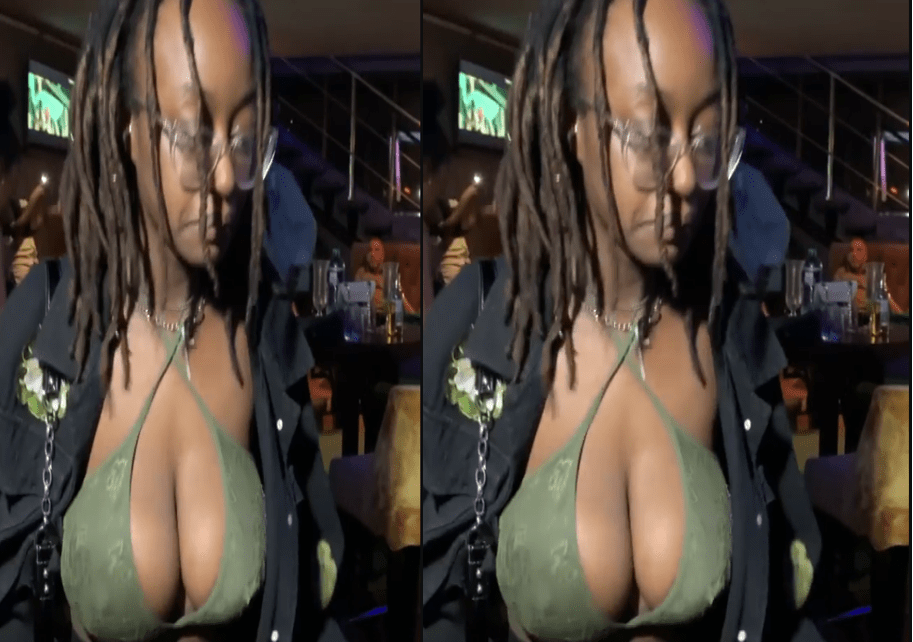 video of a braless slay queen in the same club where a pantless slay queen was spotted (WATCH).