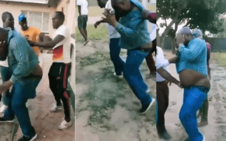 Man given a dog’s beating after he was caught pants down with his boss’ wife (VIDEO)