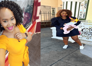 Kameme's Wangechi wa Kariuki introduces her baby to the world for the first time.PHOTOS