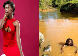 Awinja Nyamwalo Leaves Fans shocked After Sharing Her Photos Swimming In A River In Her Rural Home-PHOTOS